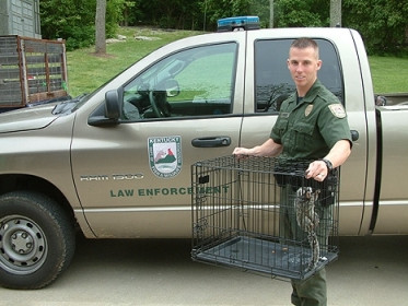 Kentucky Wildlife officer with confiscated marmoset